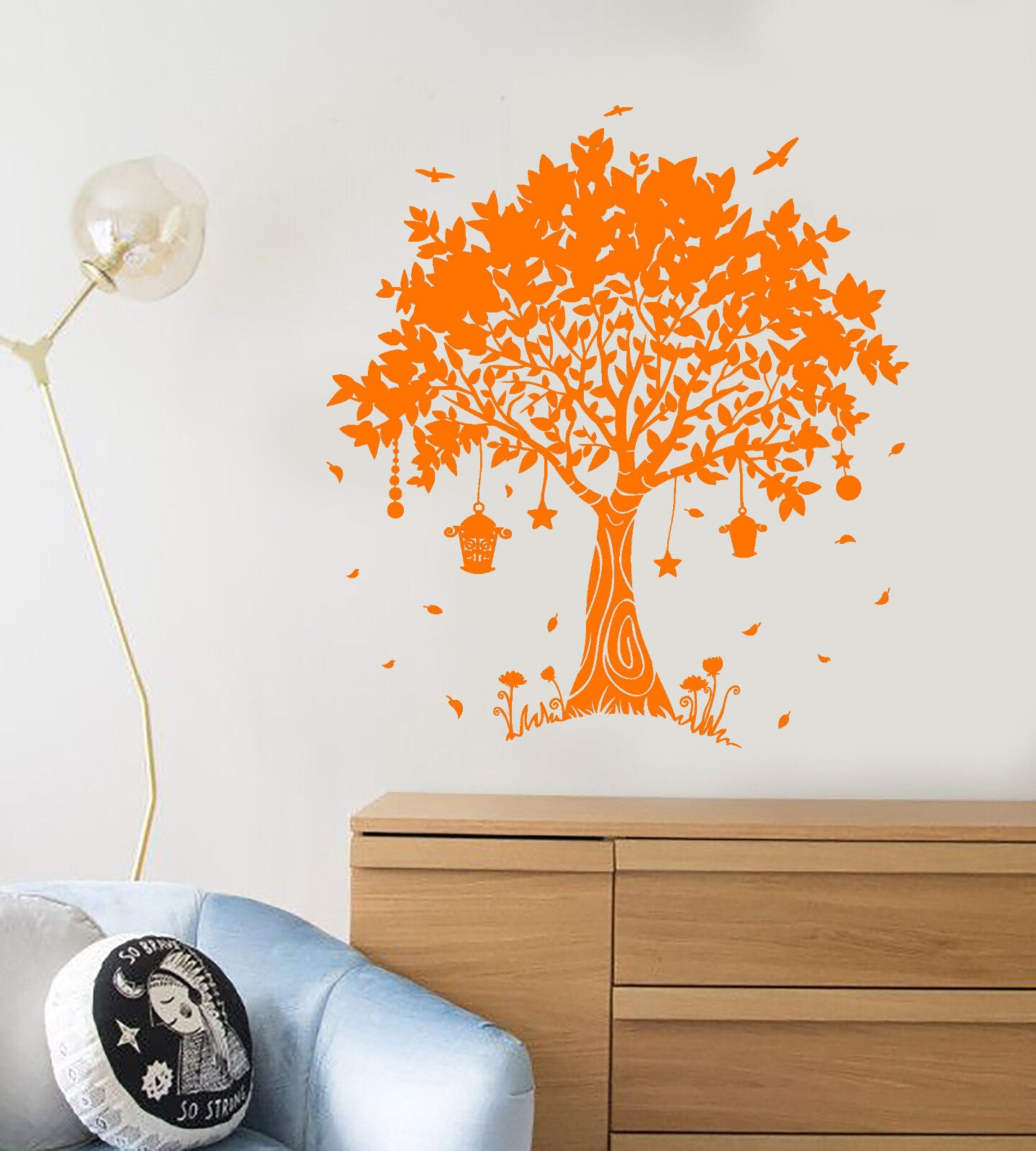 Vinyl Wall Decal Beautiful Magic Tree Fairy Tale Birds Nature Stickers (1431ig)