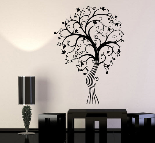 Vinyl Wall Decal Musical Beautiful Art Tree Notes Branches Stickers (1435ig)