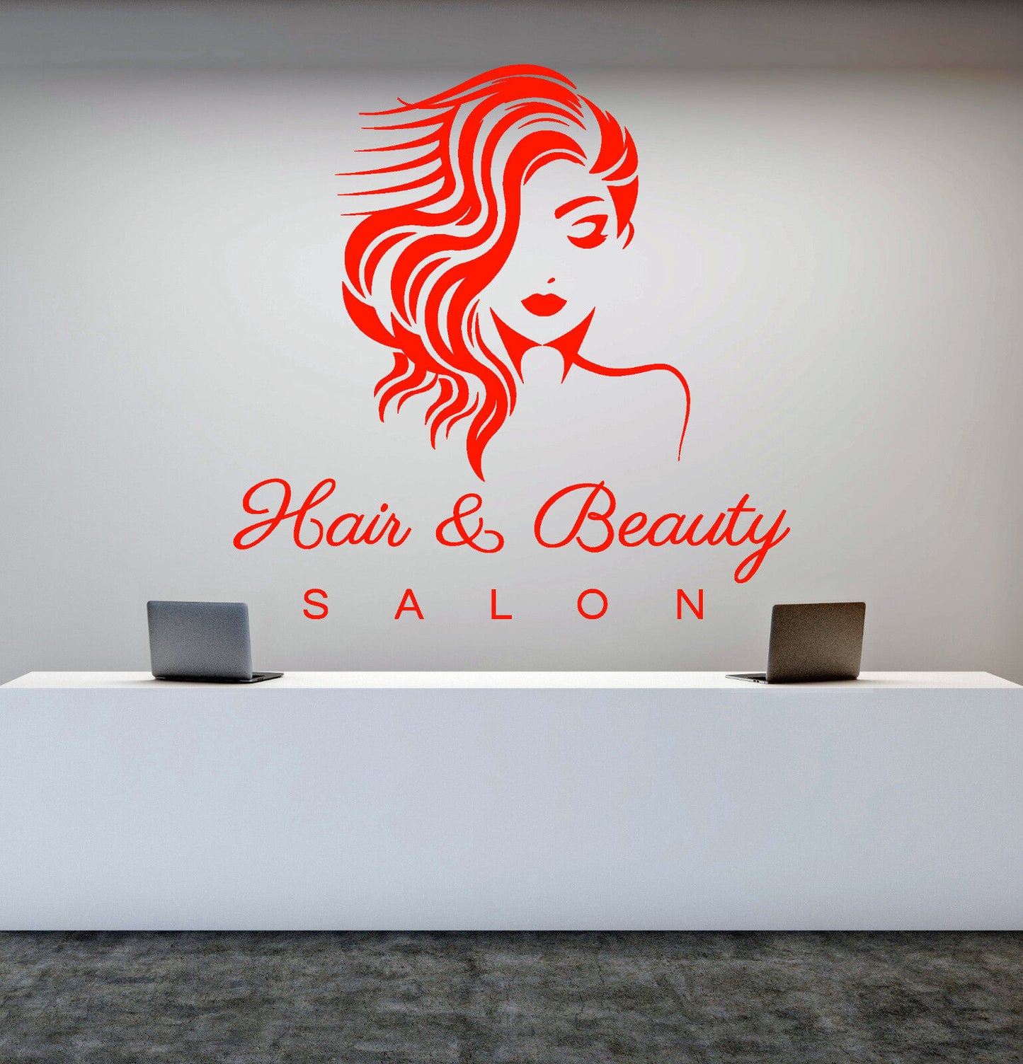 Vinyl Wall Decal Hair Beauty Salon Girl Signboard Makeup Stickers (1436ig)