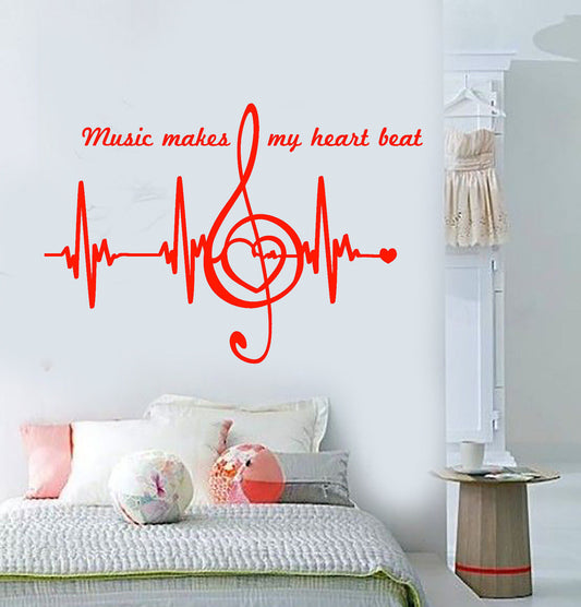 Vinyl Wall Decal Music Notes Quote Heart Pulse Heartbeat Stickers (1439ig)