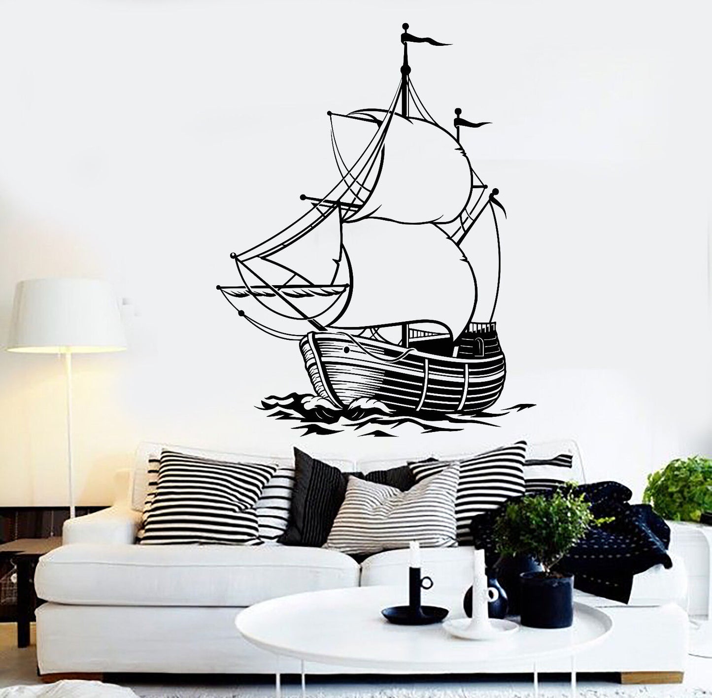 Vinyl Wall Decal Ship Sea Ocean Boat Sailor Sail Marine Style Stickers (1444ig)