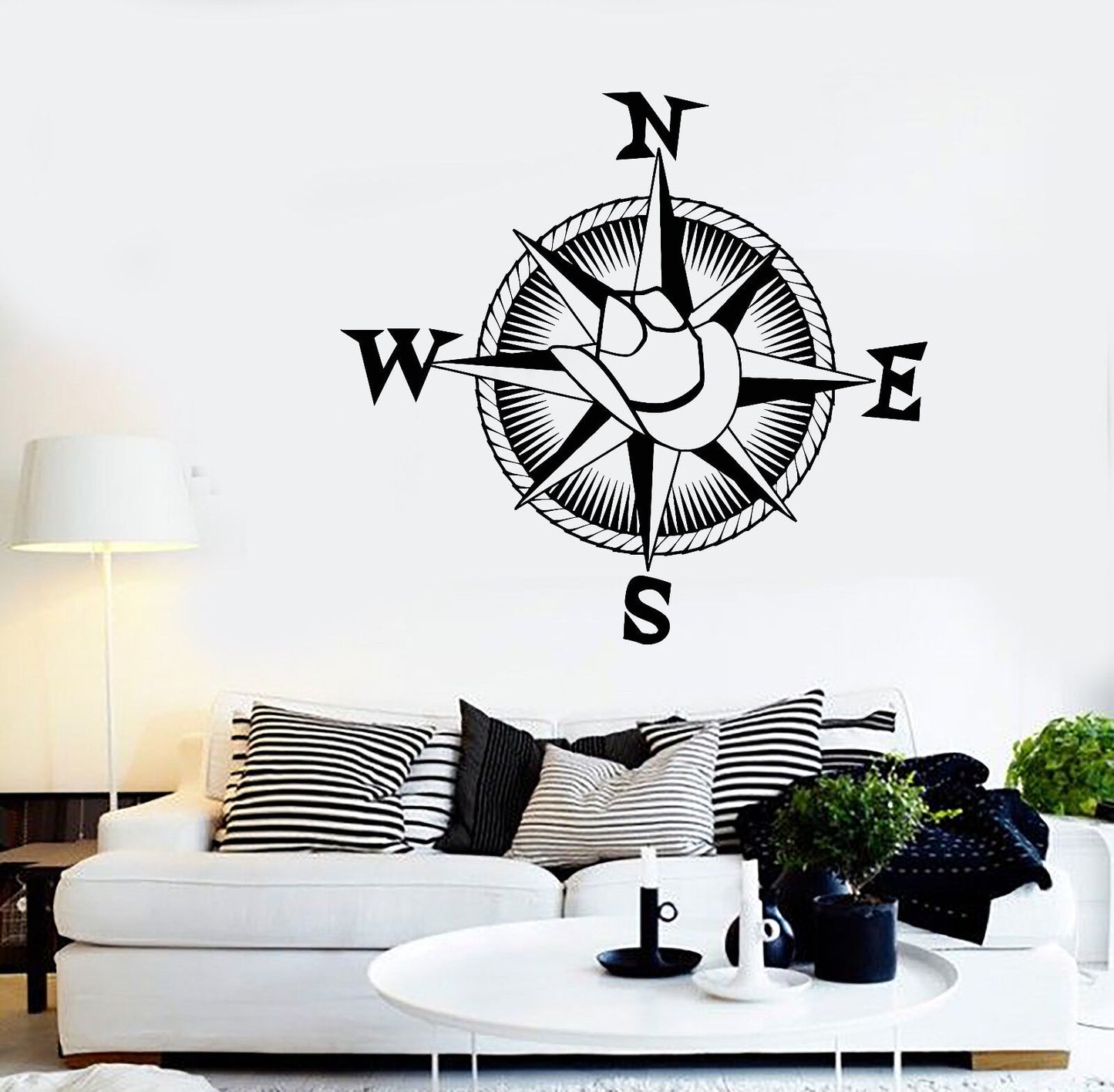 Vinyl Wall Decal Cowboy Hat Compass Nautical Travel Western Style Sticker 1476ig