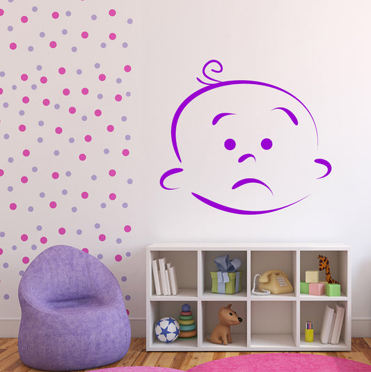 Wall Vinyl Decal Beauty Baby Cartoon Face Different Emotions (n791)