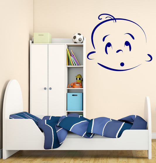 Wall Vinyl Decal  Beauty Baby Cartoon Face Different Emotions Kids Room  (n793)