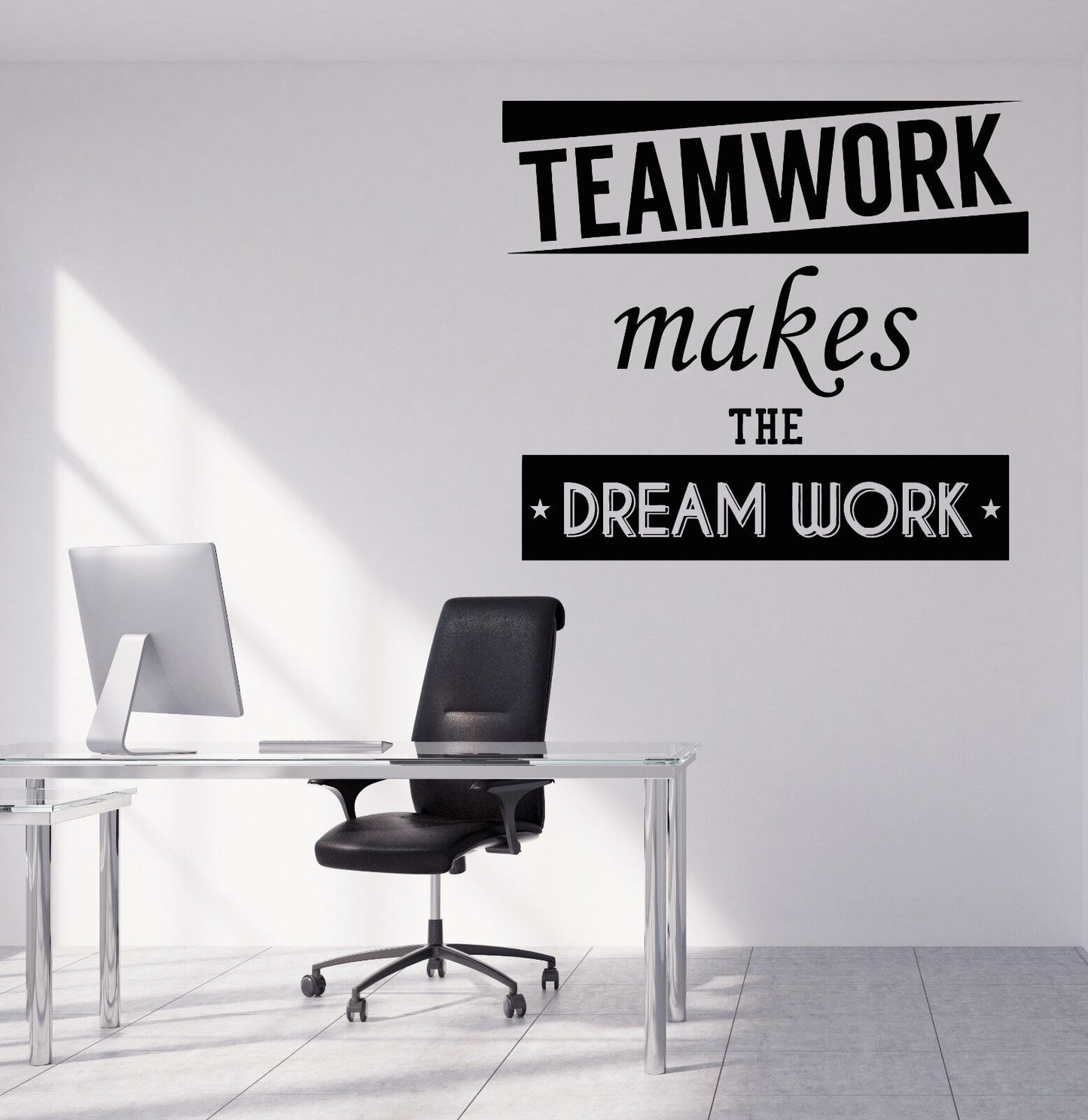 Wall Vinyl Decal Quote Teamwork Makes the Dream Works Living Room Decor (M659)