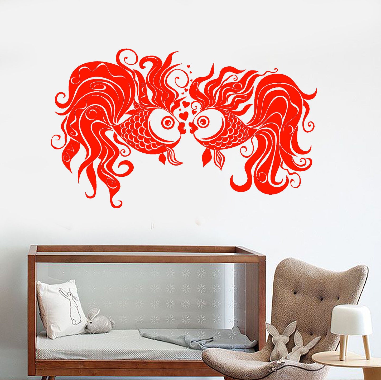 Vinyl Wall Decal Little Goldfish Aquarium Fish Pets Hearts Love Stickers 1489ig