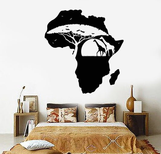 Vinyl Wall Decal Africa Continent Landscape Nature Giraffes Stickers (1497ig)