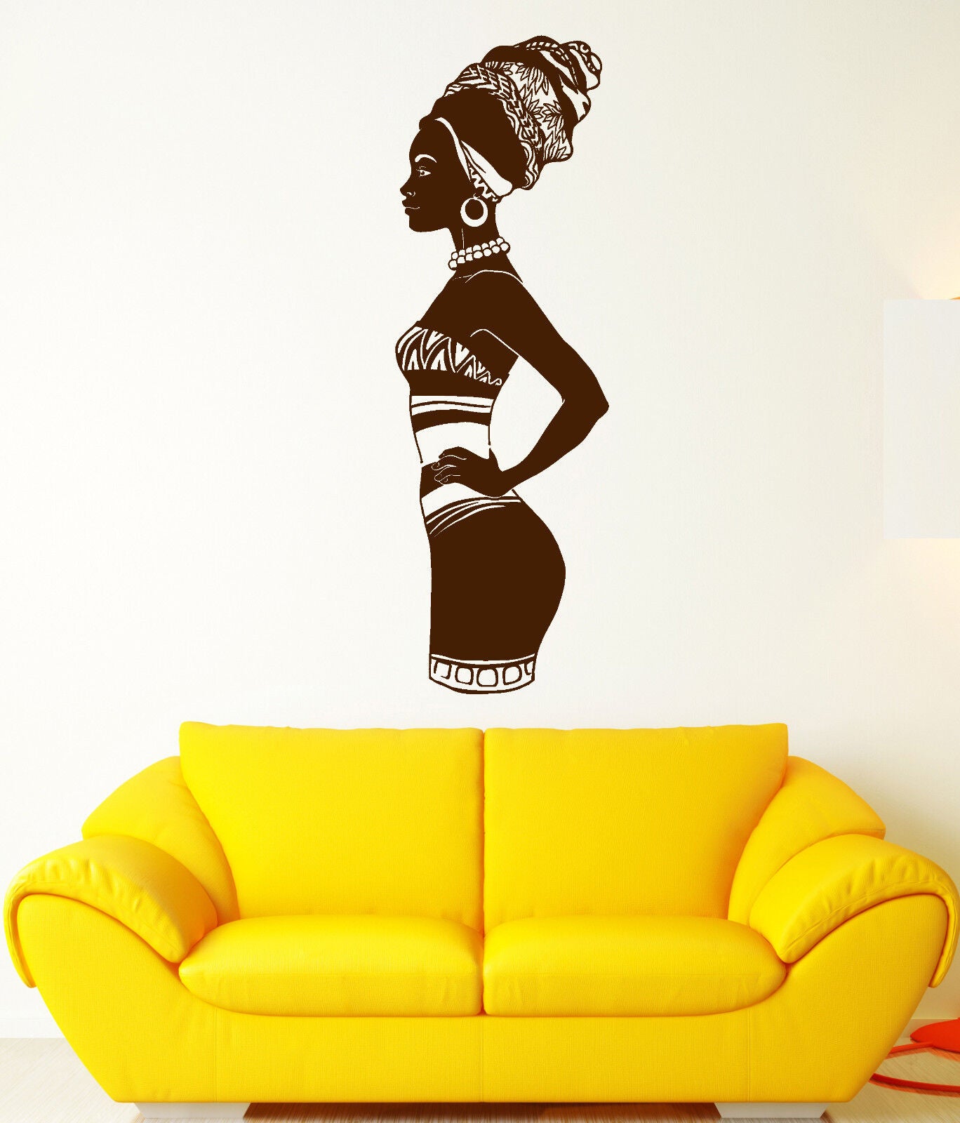 Vinyl Wall Decal African Woman Turban Black Lady Native Stickers (1507ig)