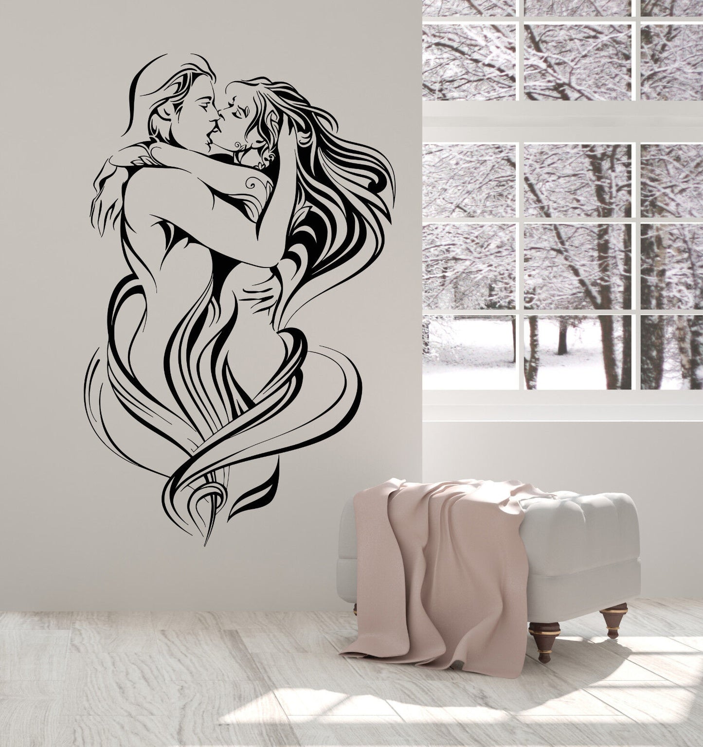 Autocollant mural en vinyle amour Sexy femme nue homme Passion autocollants (1518ig)