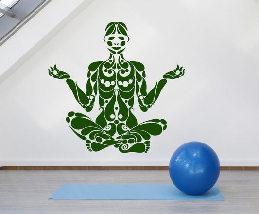 Vinyl Wall Decal Yoga Pose Lotus Meditation Centre Stickers (1580ig)