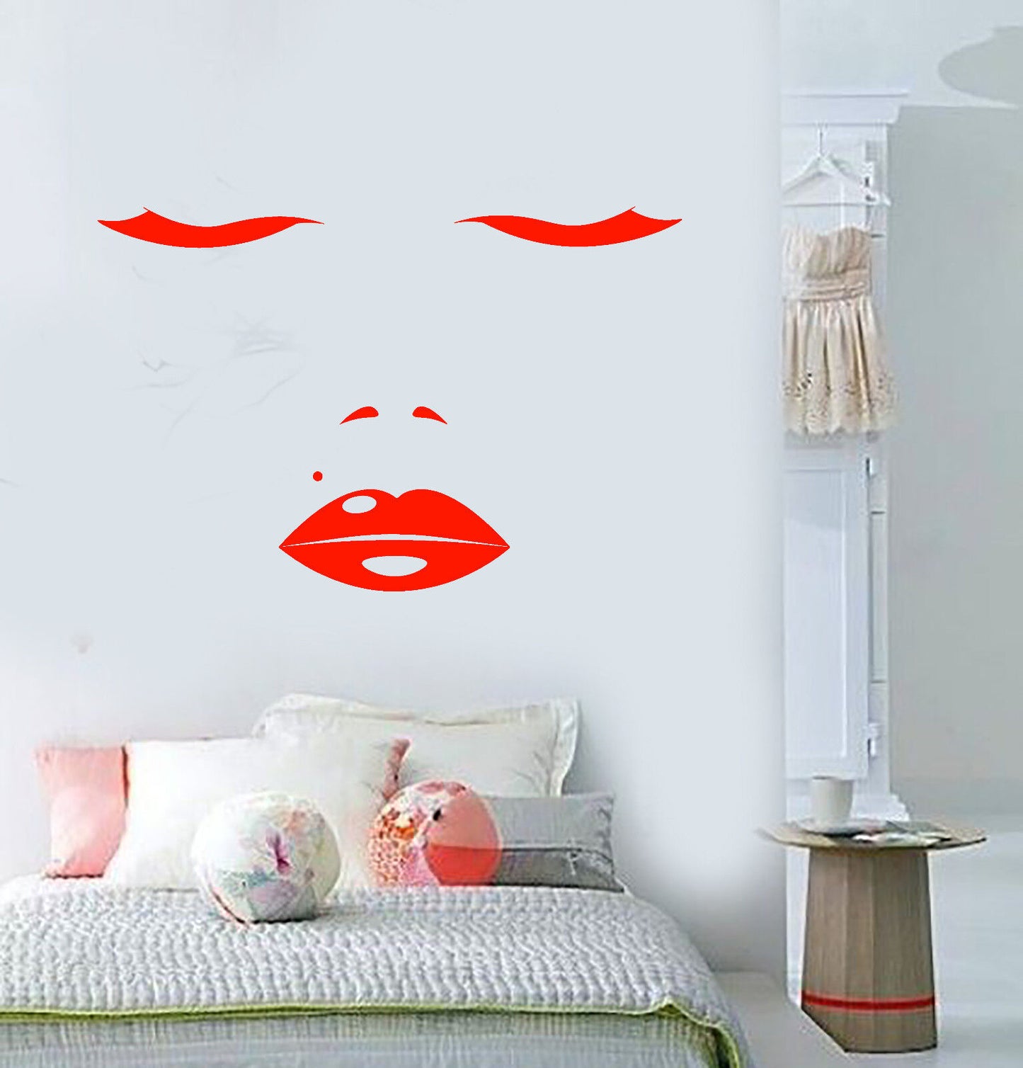 Vinyl Wall Decal Sexy Girl Face Eyelashes Lips  Beauty Spot Stickers (1595ig)