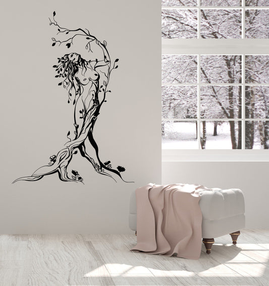 Vinyl Wall Decal Fairy Naked Sexy Hot Girl Tree Nature Stickers (1598ig)