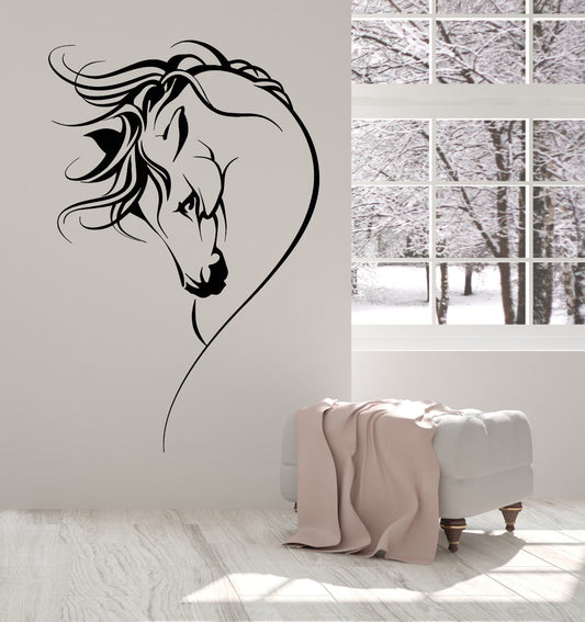 Vinyl Wall Decal Horse Head Pet Animal Girl Room Decor Stickers (1607ig)