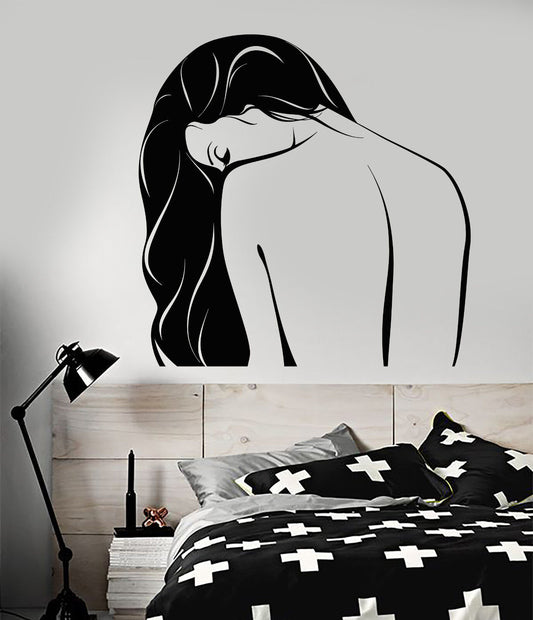 Vinyl Wall Decal Sexy Woman Naked Girl Open Back Stickers (1608ig)