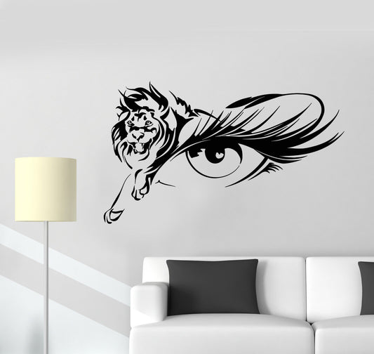 Vinyl Wall Decal Girl Eye Lion African Animal Art Decor Stickers (1632ig)