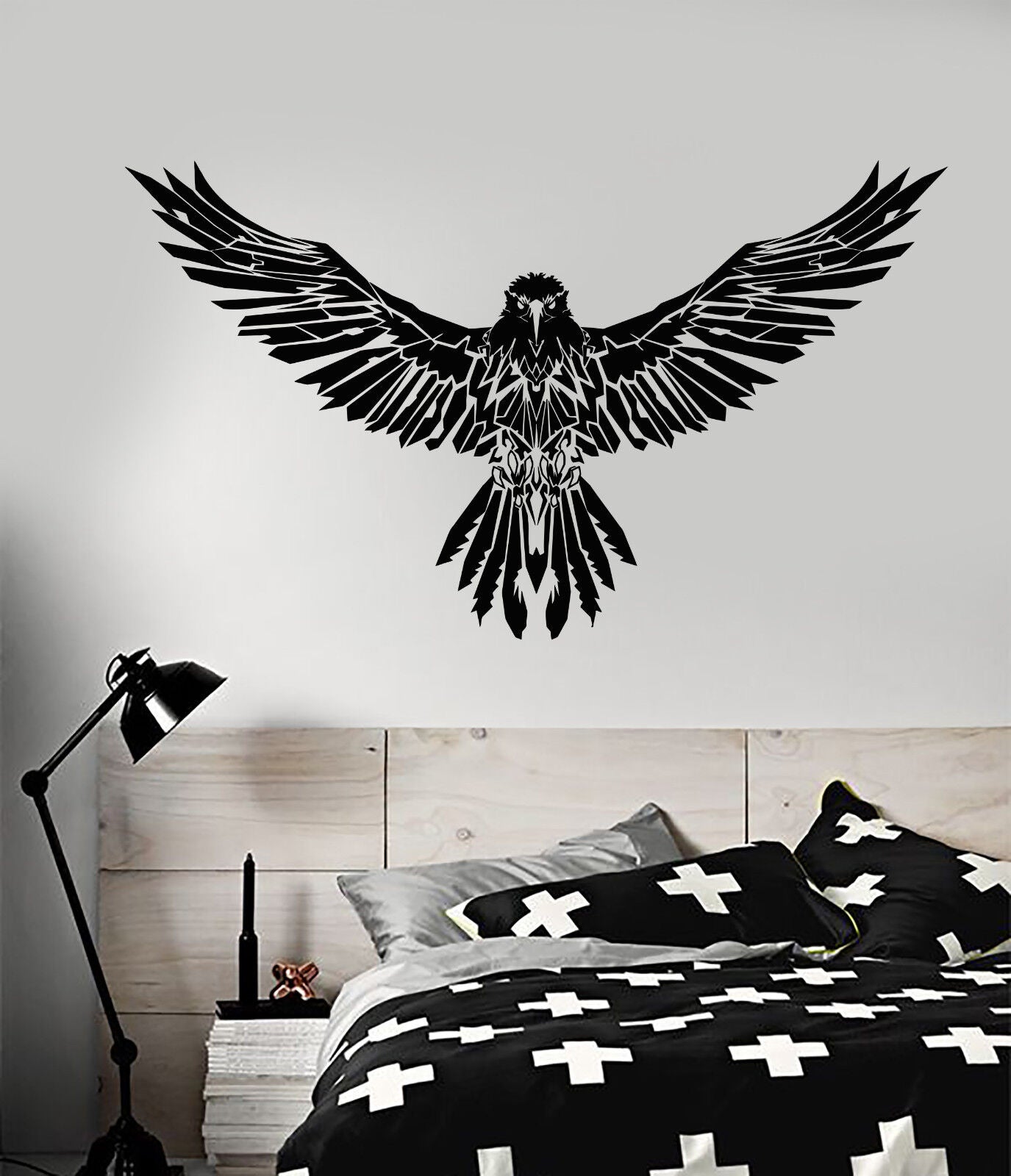 Vinyl Wall Decal Black Raven Wings Gothic Style Stickers (1646ig)