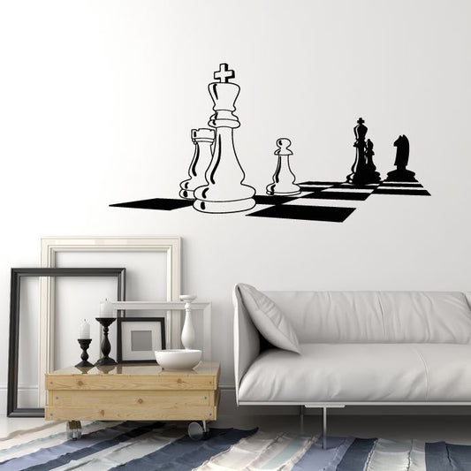 Vinyl Wall Decal Chess Chessboard Black White Intellectual Game Stickers 1673ig