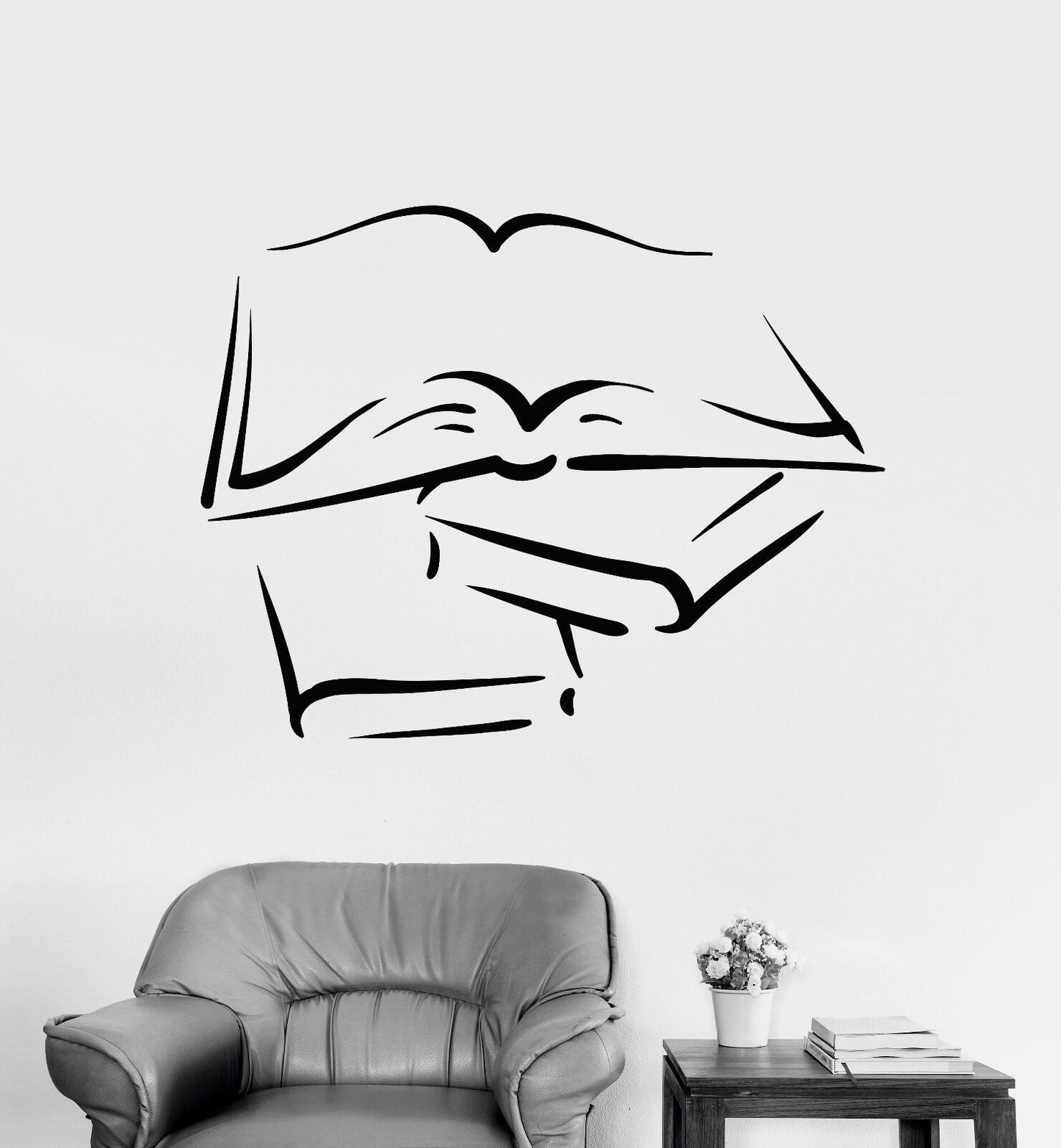 Vinyl Wall Decal Open Book Read Lover Library Writer Stickers (1696ig)