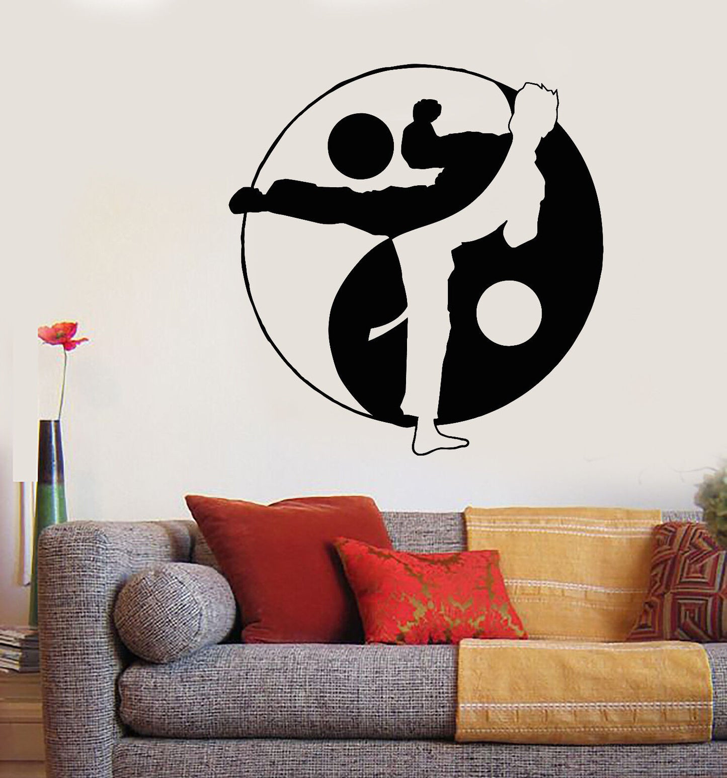 Vinyl Wall Decal Yin Yan Symbol Warrior Karate Martial Arts Stickers (1698ig)