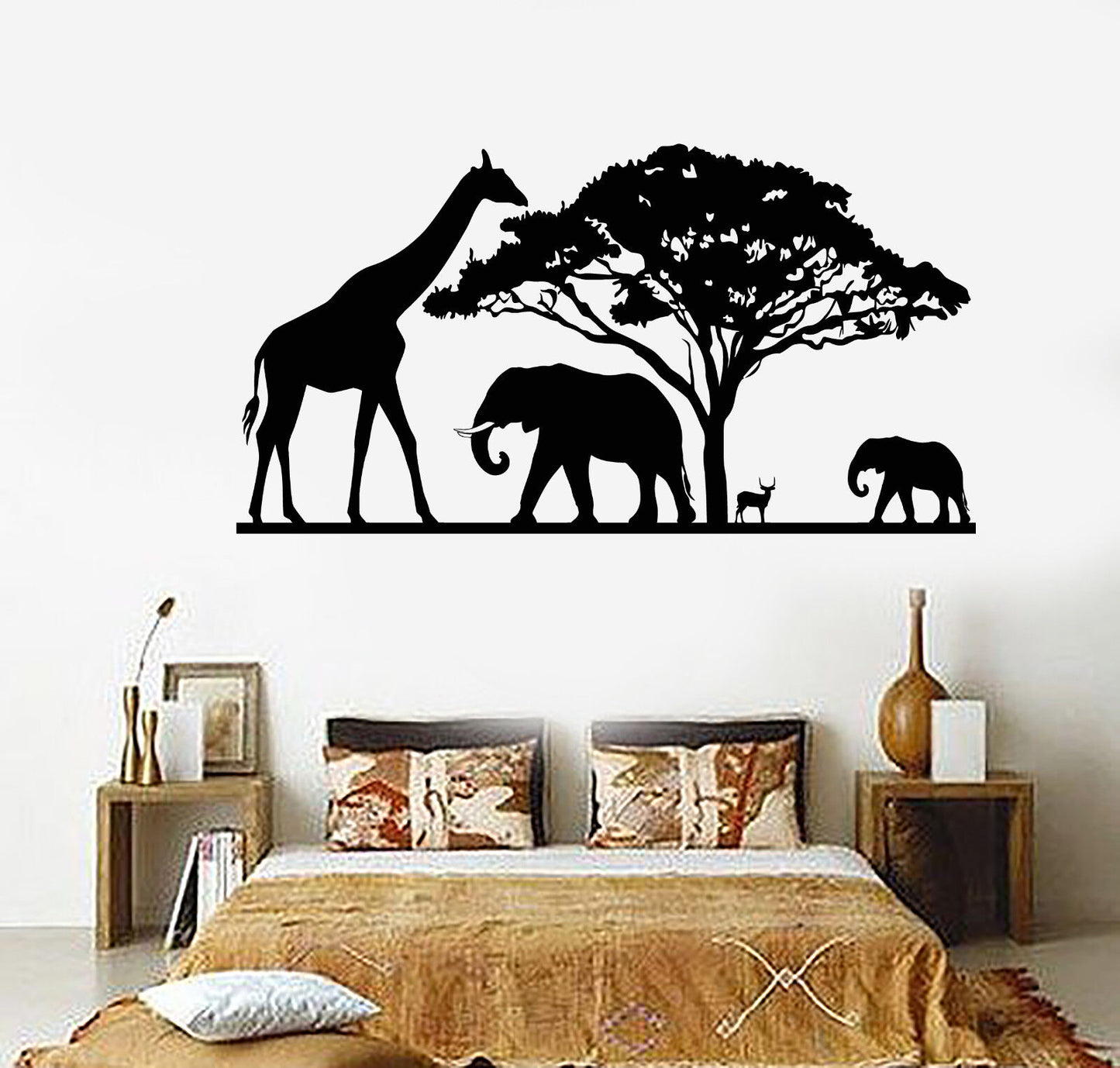 Vinyl Wall Decal African Nature Landscapes Animals Elephant Stickers (1702ig)