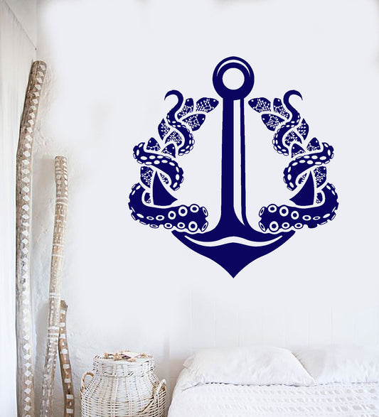 Vinyl Wall Decal Sea Anchor Fisherman Tentacles Octopus Fishing Stickers 1708ig