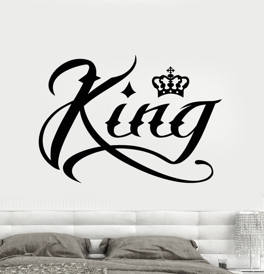 Vinyl Wall Decal King Word Inscription Crown Stickers (1715ig)