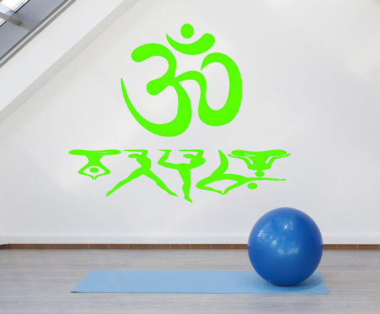 Vinyl Wall Decal Yoga Meditation Pose Om Mantra Stickers (1719ig)