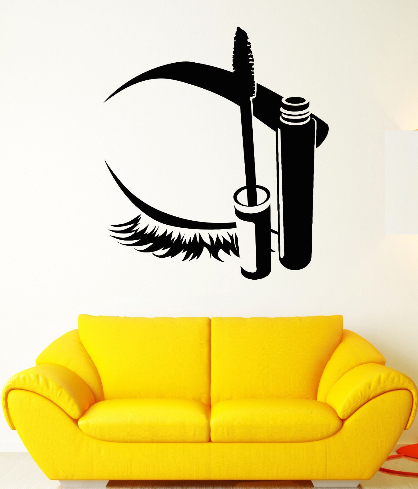 Vinyl Wall Decal Woman Eyelashes Mascara Cosmetics Shop Makeup Stickers (1724ig)