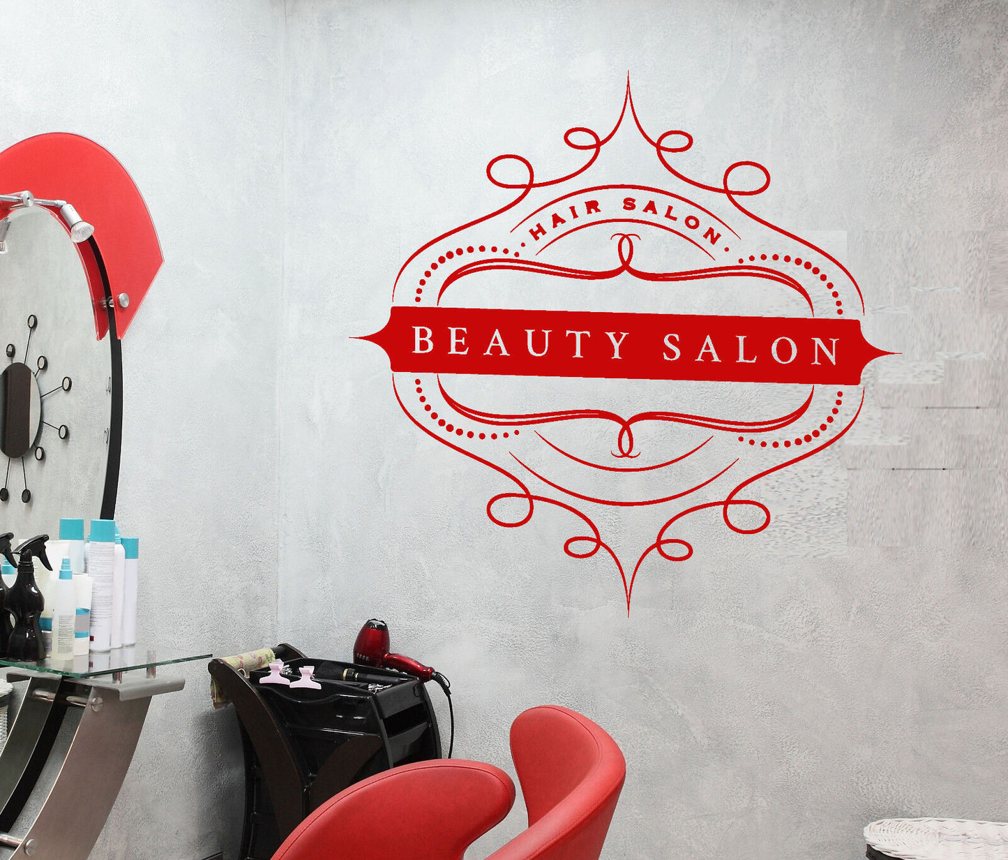 Vinyl Wall Decal Signboard Beauty Hair Salon Barbershop Stickers (1730ig)