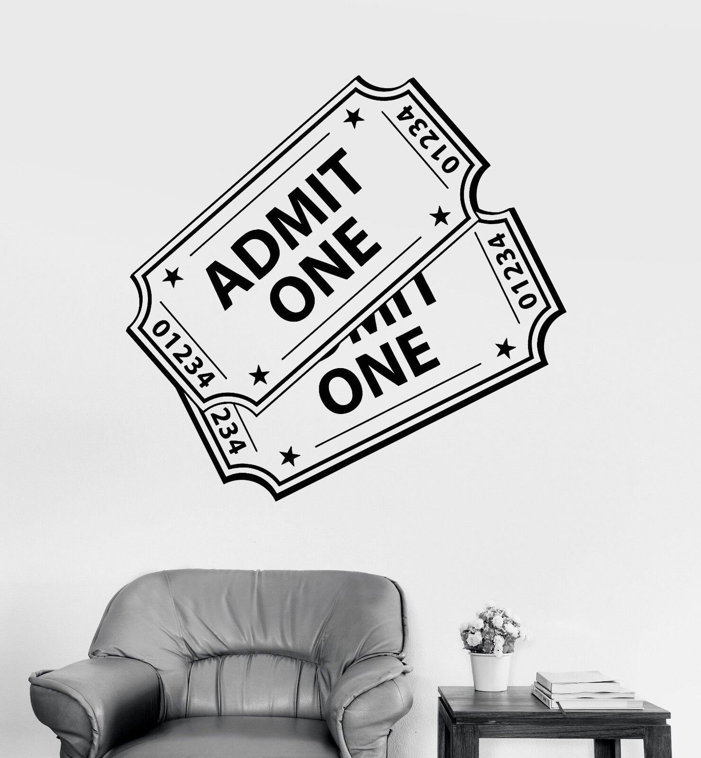 Vinyl Wall Decal Movie Tickets Cinema Theater Film Decor Stickers (1748ig)