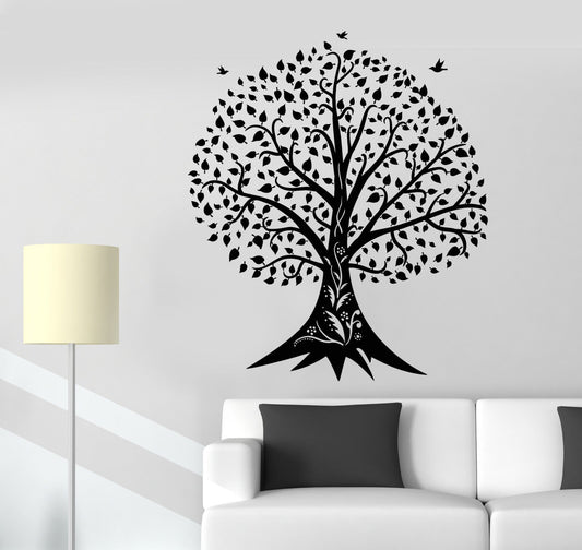 Vinyl Wall Decal Family Fairy Foliage Tree Birds Nature Stickers (1771ig)