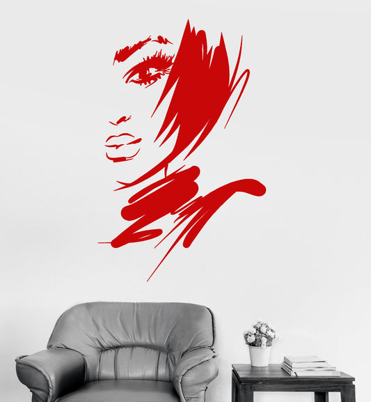 Vimyl Wall Decal Beautiful Face Girl Fashion Model Sexy Lips Stickers (1778ig)