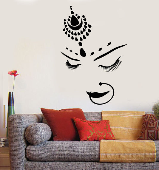 Vinyl Wall Decal India Hindu Bride Girl Beautiful Face Piercing Stickers 1804ig