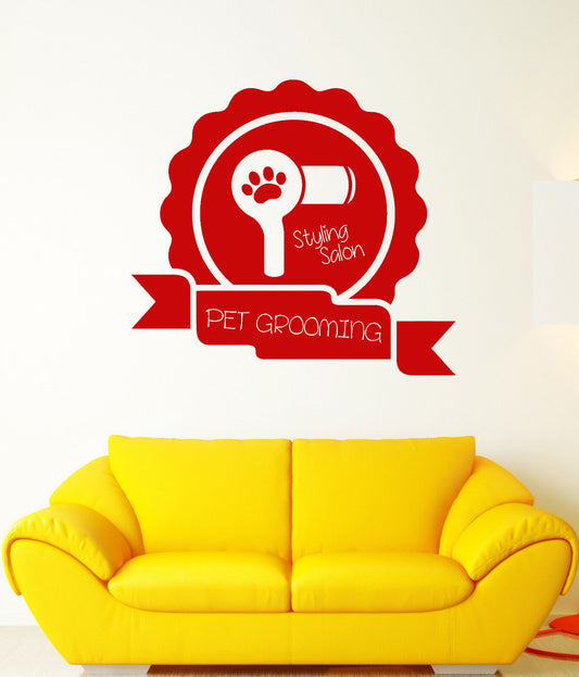 Vinyl Wall Decal Signboard Pet Beauty Salon Grooming Stickers (1807ig)