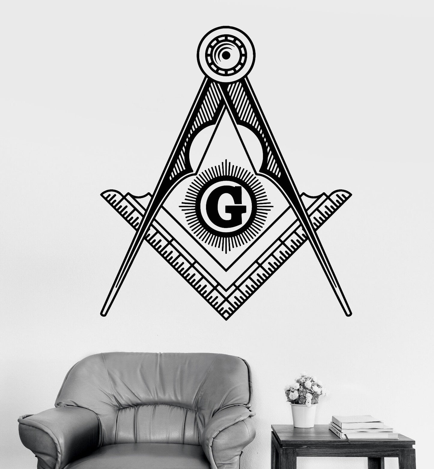 Vinyl Wall Decal Masonic Symbol Freemasonry Square And Compasses Stickers 1814ig