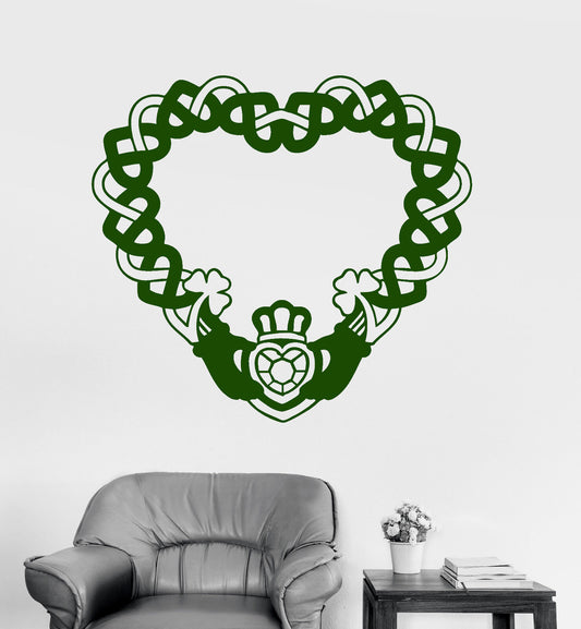 Vinyl Wall Decal Claddagh Ring Irish Symbol Love Friendship Stickers (1821ig)