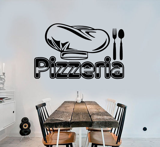 Vinyl Wall Decal Chef's Hat Pizzeria Logo Signboard Word Food Stickers (1828ig)