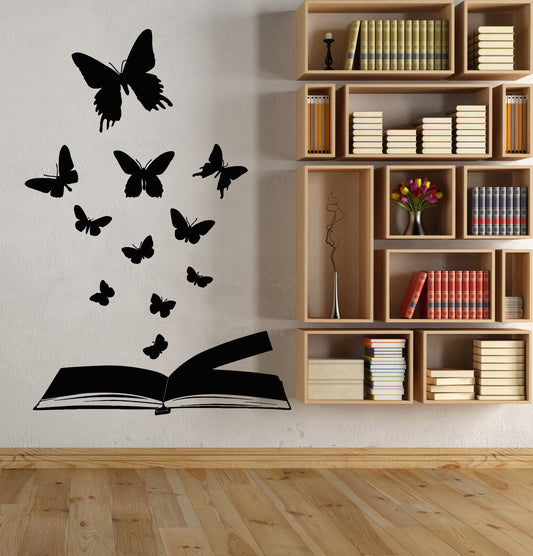 Vinyl Wall Decal Open Magical Butterfly Book Library Fairy Tale Stickers 1830ig