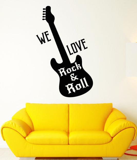 Vinyl Wall Decal Electric Guitar Rock'n'roll Rock Music Musician Stickers 1858ig