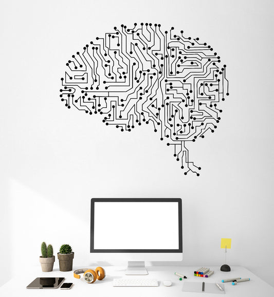 Vinyl Wall Decal Microchip Computer Abstract Brain Mind Stickers (1886ig)