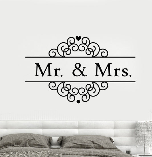 Vinyl Wall Decal Logo Mr & Mrs Wedding Salon Studio Love Family Stickers 1897ig