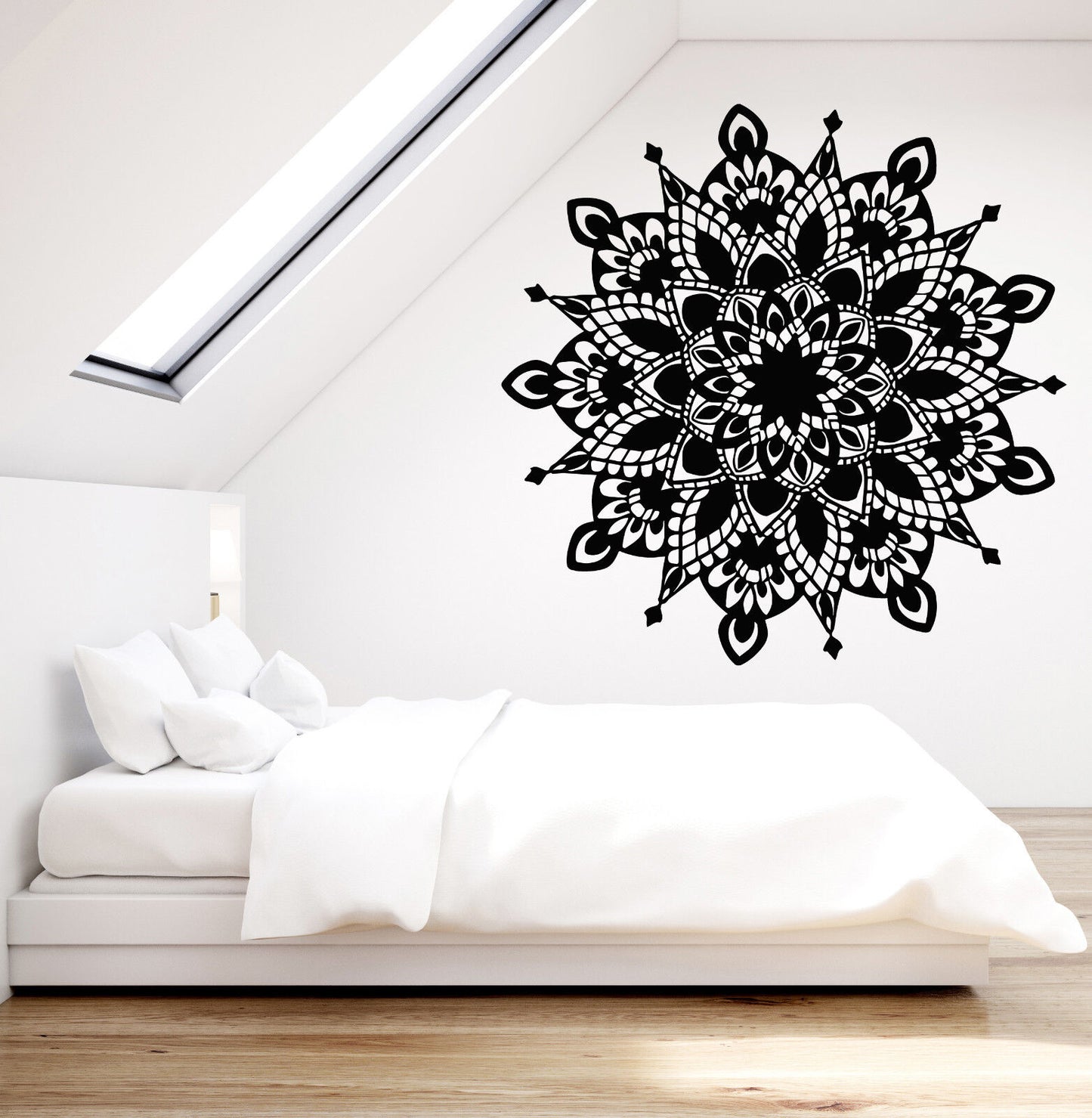 Vinyl Wall Decal Mandala Buddhism Yoga Meditation Lotus Flower Stickers (1904ig)