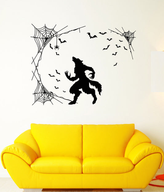 Vinyl Wall Decal Werewolf Halloween Horror Fantasy Beast Bats Stickers (1913ig)