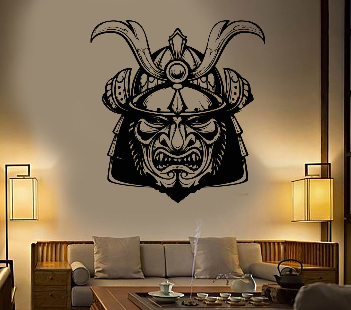 Vinyl Wall Decal Samurai Mask Japanese Warrior Helmet Armor Stickers (1934ig)