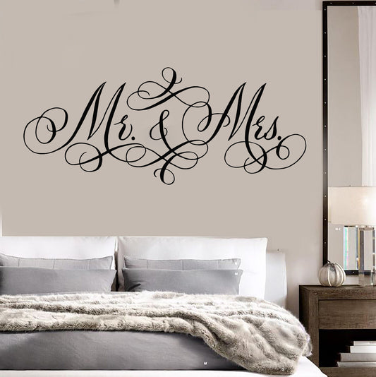 Vinyl Wall Decal Wedding Salon Mr & Mrs Boutique Love Logo Stickers (1943ig)