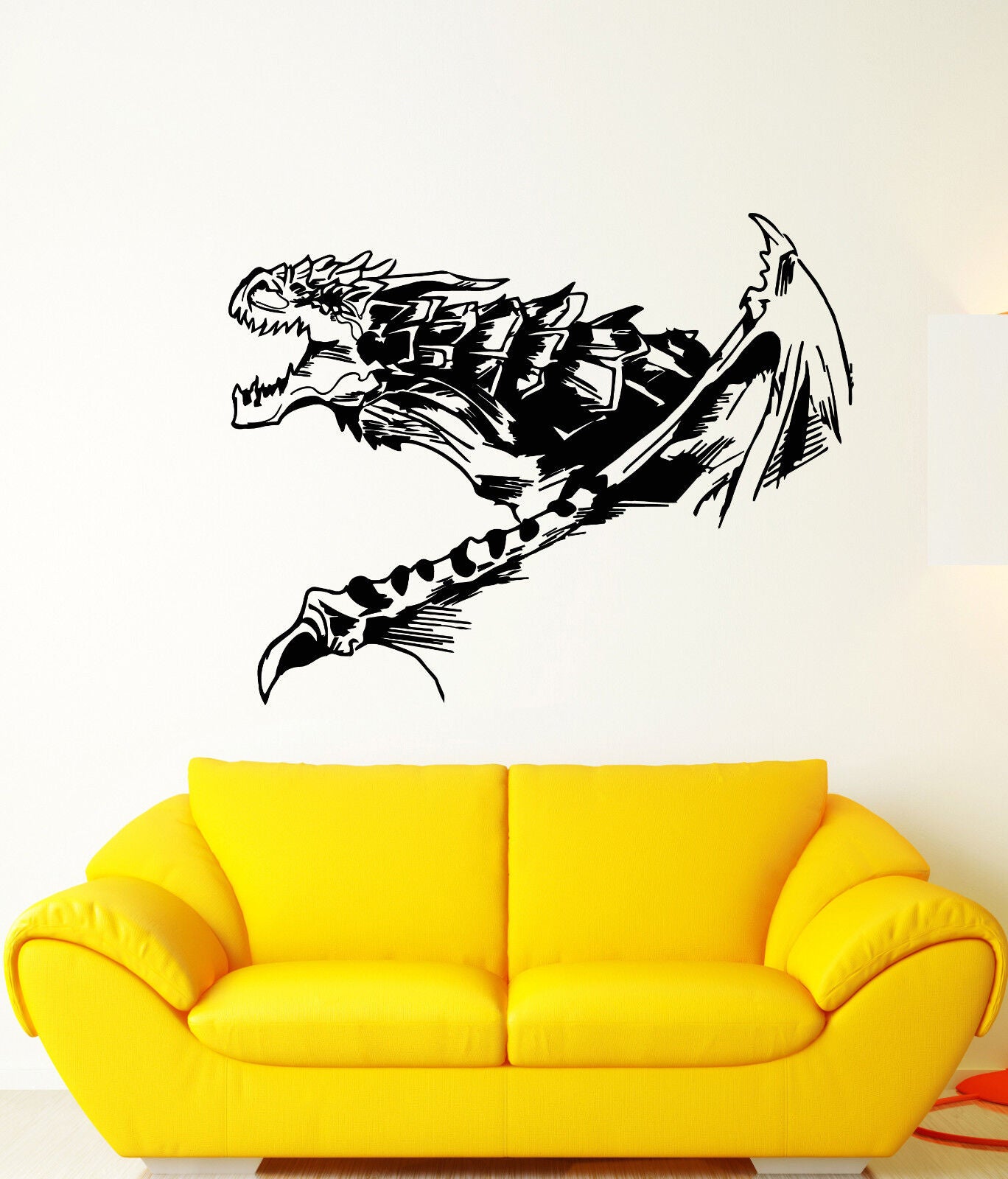 Vinyl Wall Decal Fantasy Abstract Fire-Breathing Winged Dragon Stickers (1948ig)