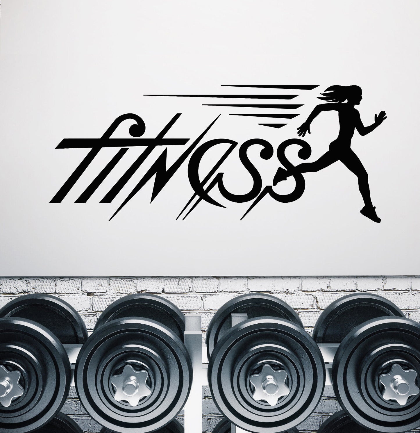 Vinyl Wall Decal Fitness Gym Signboard Logo Running Girl Sport Stickers (1958ig)