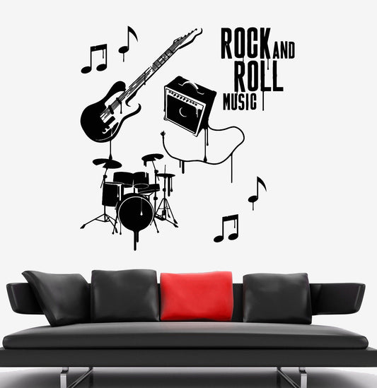 Vinyl Wall Decal Musical Instruments Rock N Roll Band Drums Stickers (1961ig)