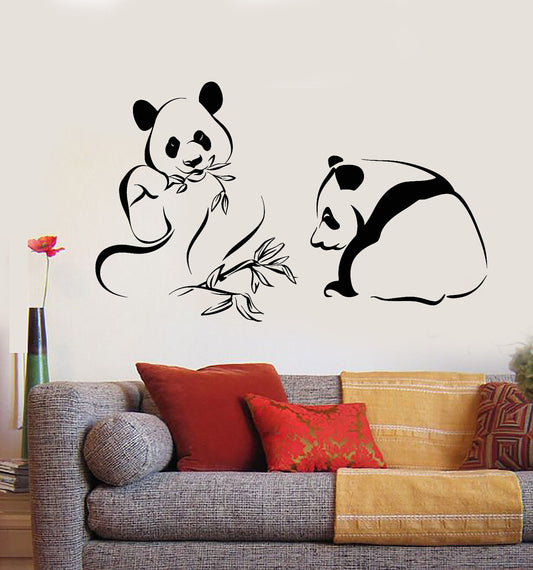 Autocollant mural en vinyle, ours Panda, bambou asiatique, animaux chinois, autocollants (1963ig)