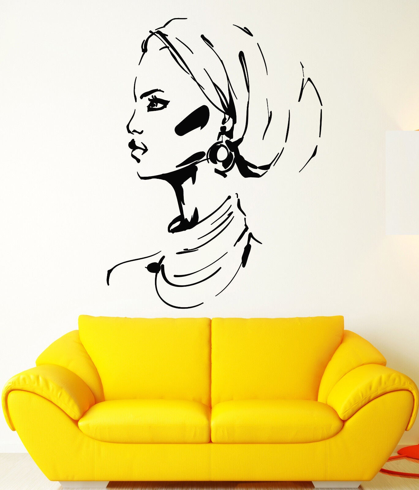 Vinyl Wall Decal African Black Woman Native Beautiful Turban Girl Sticker 1979ig